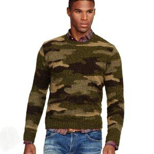 Polo Ralph Lauren Men's Wool Merino Camo Camouflage Knit Sweater Sz S Small